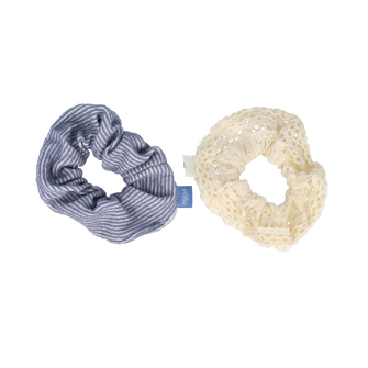 PARSA Beauty Limited Scrunchie-Set 11cm, Duo in Beige & Denim-Blau, 2 Stück