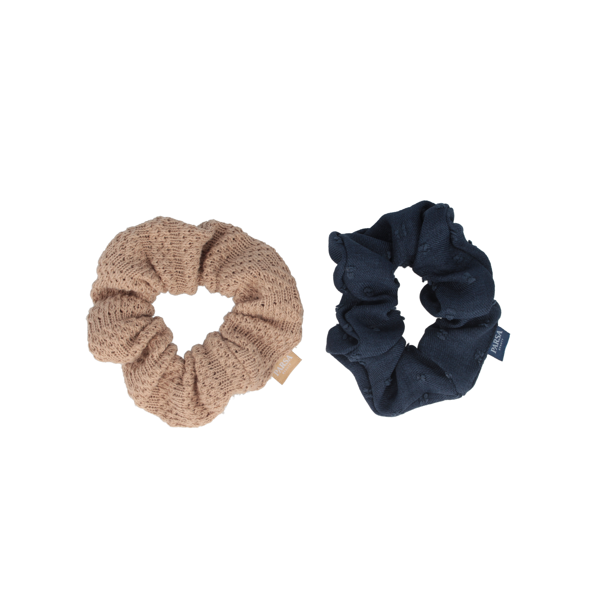 PARSA Beauty Limited Scrunchie-Set „Beach Flair“, Weiß gehäkelt & Maritim gestreift, 11cm