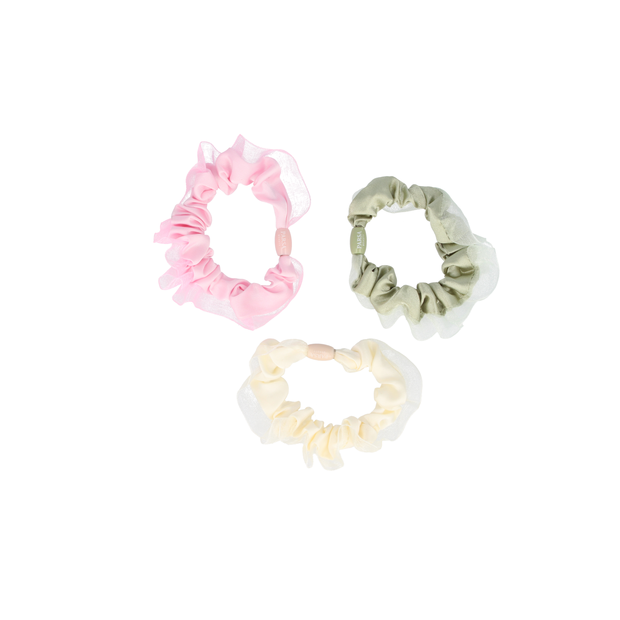 PARSA Beauty Limited Scrunchie-Set, 3 Stück in harmonischen Trendfarben, 7,7 cm