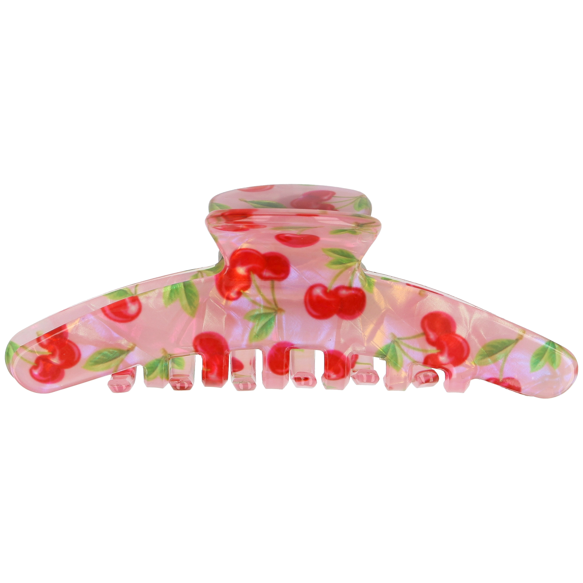 PARSA Beauty Limited Haarklammer Schmal, Rosa Acryl mit Kirsch-Print
