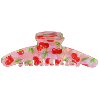 PARSA Beauty Limited Haarklammer Schmal, Rosa Acryl mit Kirsch-Print