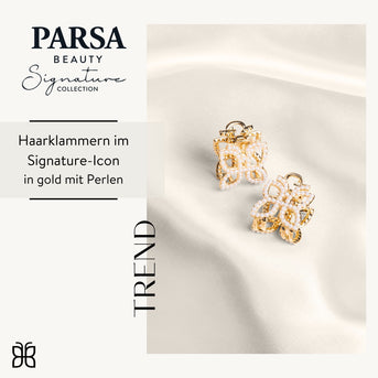 PARSA Beauty Signature Collection Haarklammern Metall mit Perlen, 2er-Set