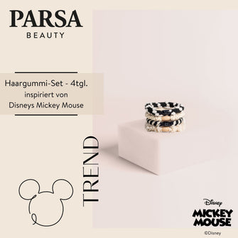 Disney Mickey Mouse inspirierte Haargummis, Struktur-Set, 4 Stk. von PARSA Beauty