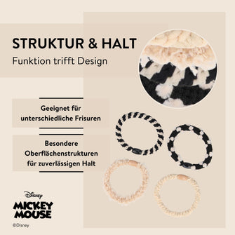 Disney Mickey Mouse inspirierte Haargummis, Struktur-Set, 4 Stk. von PARSA Beauty