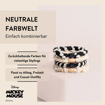 Disney Mickey Mouse inspirierte Haargummis, Struktur-Set, 4 Stk. von PARSA Beauty