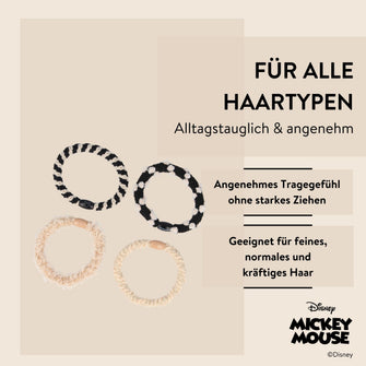 Disney Mickey Mouse inspirierte Haargummis, Struktur-Set, 4 Stk. von PARSA Beauty