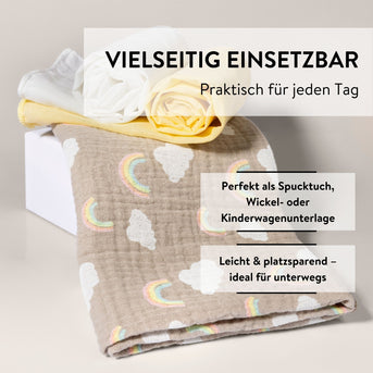 PARSA Beauty BABY Mulltücher mehrfarbig 3er Set, weich, saugfähig & ideal für Baby & Alltag