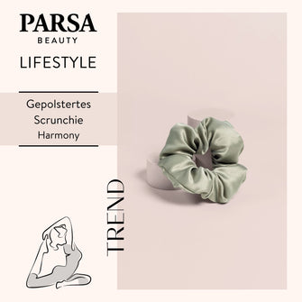 PARSA Beauty Lifestyle Pure Balance Satin Scrunchie Grün, gepolstert, 1 Stk.
