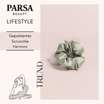 PARSA Beauty Lifestyle Pure Balance Satin Scrunchie Grün, gepolstert, 1 Stk.