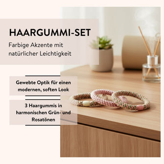 PARSA Beauty Lifestyle Pure Balance Haargummis gewebt, 3er-Set Grün/Rosa