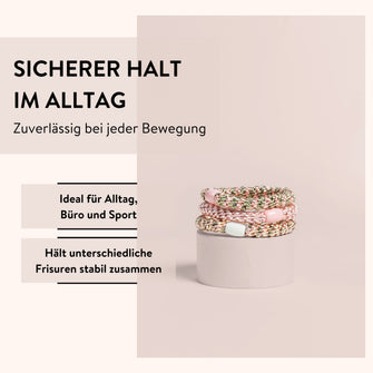 PARSA Beauty Lifestyle Pure Balance Haargummis gewebt, 3er-Set Grün/Rosa