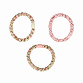 PARSA Beauty Lifestyle Pure Balance Haargummis gewebt, 3er-Set Grün/Rosa