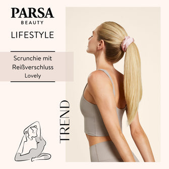 PARSA Beauty Lifestyle Pure Balance Satin Scrunchie mit Geheimfach, Rosa