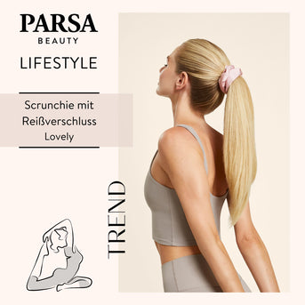 PARSA Beauty Lifestyle Pure Balance Satin Scrunchie mit Geheimfach, Rosa
