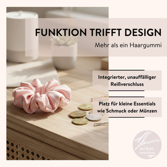 PARSA Beauty Lifestyle Pure Balance Satin Scrunchie mit Geheimfach, Rosa