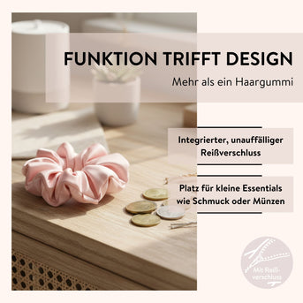 PARSA Beauty Lifestyle Pure Balance Satin Scrunchie mit Geheimfach, Rosa