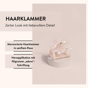 PARSA Beauty Lifestyle Pure Balance Haarklammer Rosa mit Herz & Schriftzug