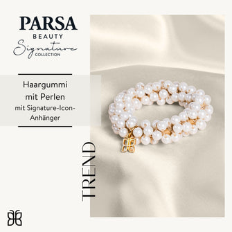 PARSA Beauty Signature Collection Haargummi im Perlen-Look, Weiß/Gold
