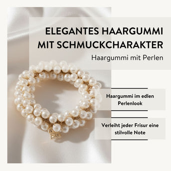 PARSA Beauty Signature Collection Haargummi im Perlen-Look, Weiß/Gold