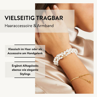 PARSA Beauty Signature Collection Haargummi im Perlen-Look, Weiß/Gold