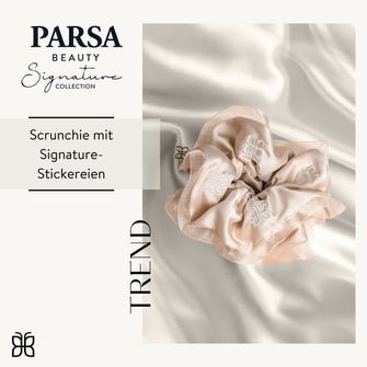 PARSA Beauty Signature Collection Satin Scrunchie mit Schmetterling-Stickerei