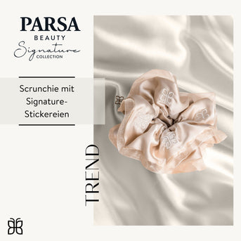 PARSA Beauty Signature Collection Satin Scrunchie mit Schmetterling-Stickerei