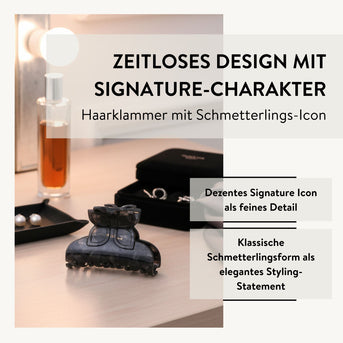 PARSA Beauty Signature Collection Haarklammer mit Schmetterling-Icon, Schwarz