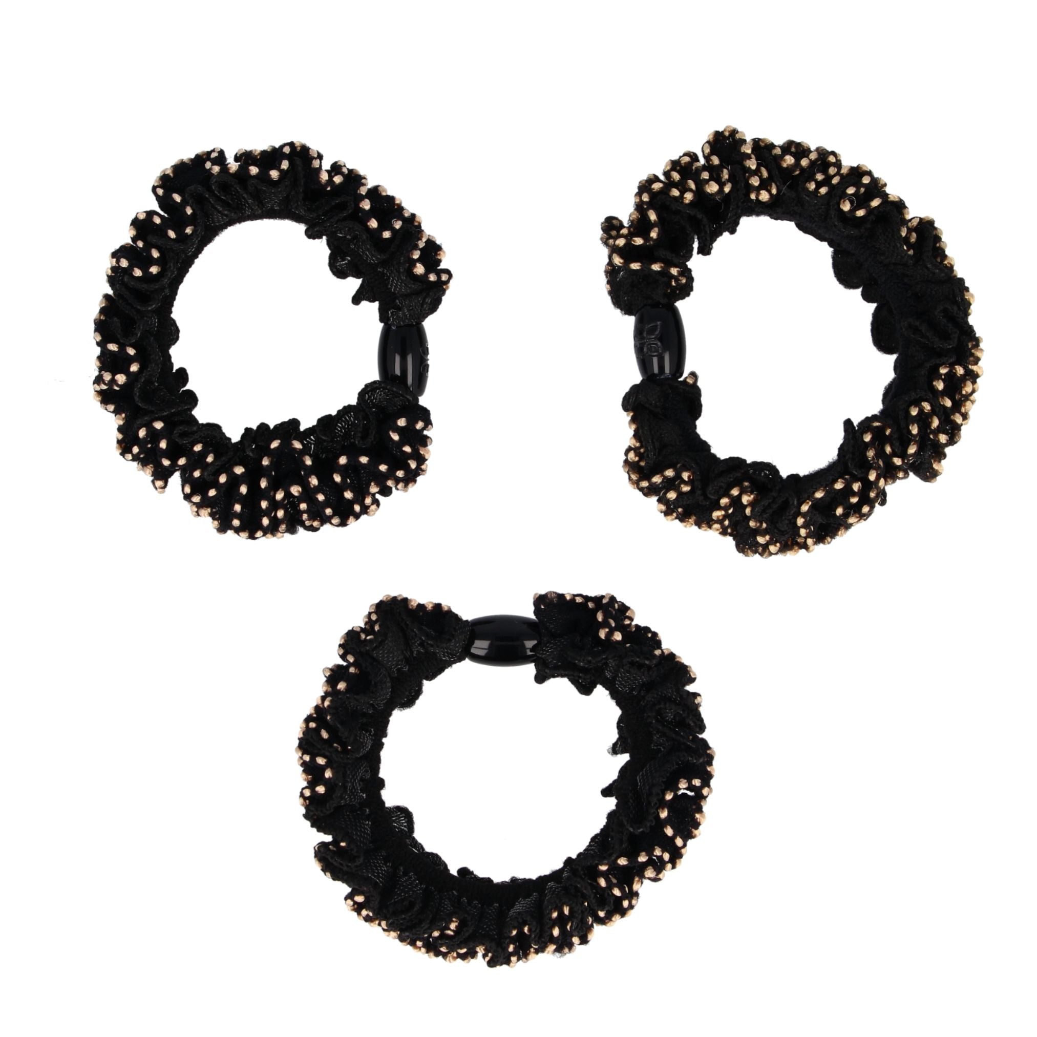 PARSA Beauty Signature Collection Haargummis Schwarz mit Goldnaht, 3er-Set