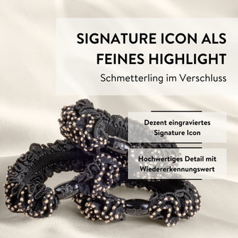 PARSA Beauty Signature Collection Haargummis Schwarz mit Goldnaht, 3er-Set