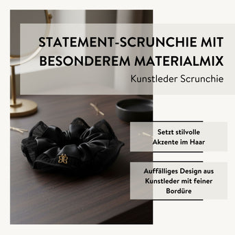 PARSA Beauty Signature Collection Scrunchie aus Kunstleder mit Bordüre, 1 Stk.