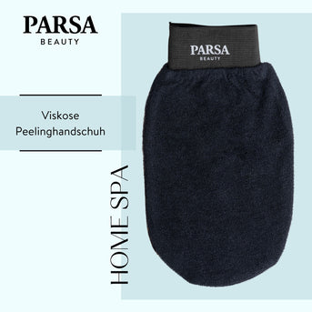 PARSA Beauty Wellness Peelinghandschuh Schwarz, Premium Viskose für seidig glatte Haut