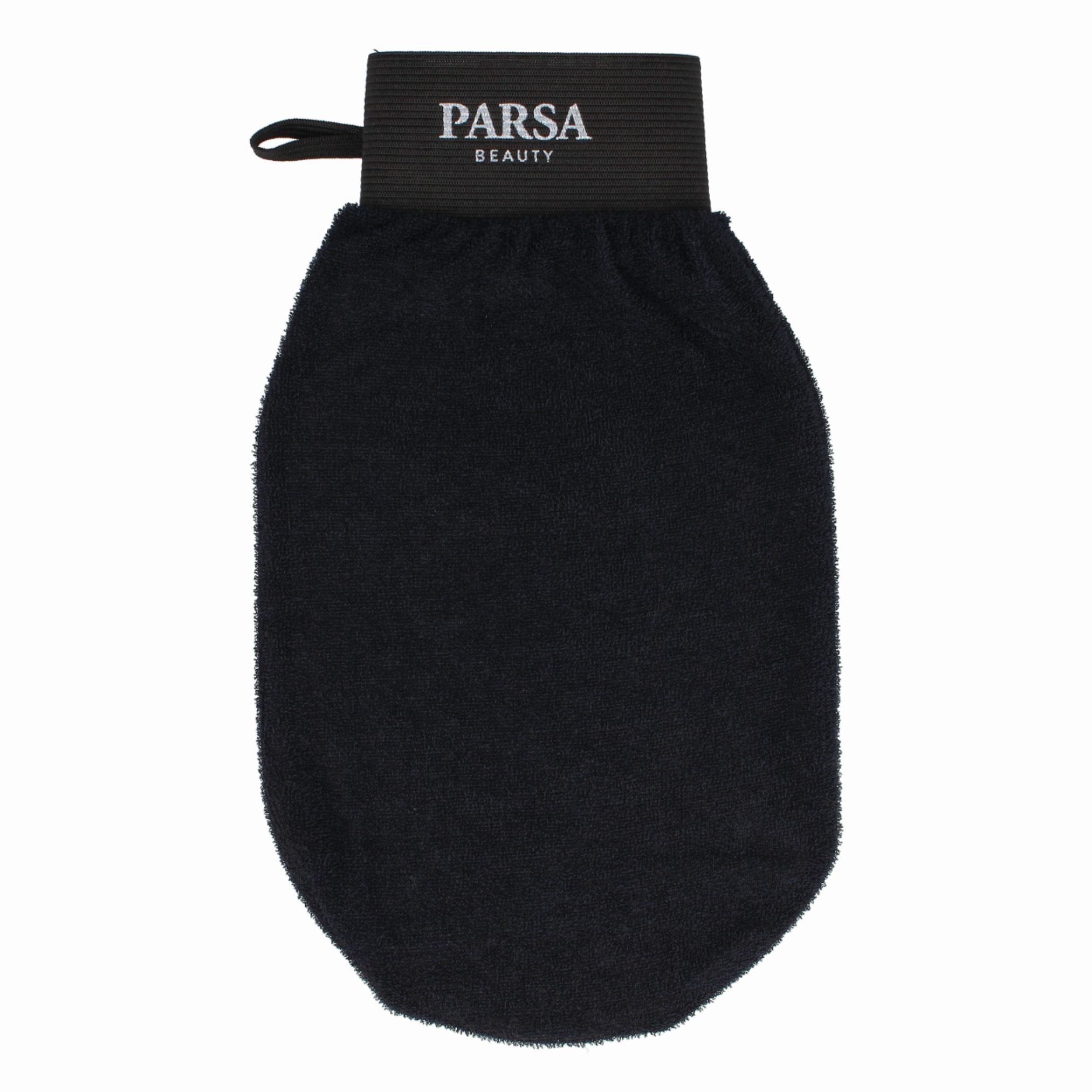 PARSA Beauty Wellness Peelinghandschuh Schwarz, Premium Viskose für seidig glatte Haut