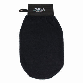 PARSA Beauty Wellness Peelinghandschuh Schwarz, Premium Viskose für seidig glatte Haut