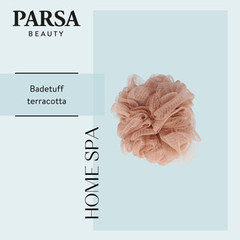 PARSA Beauty Wellness Badetuff Terracotta, Sanfte Reinigung & Wohltuender Duschschaum
