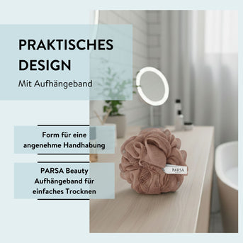 PARSA Beauty Wellness Badetuff Terracotta, Sanfte Reinigung & Wohltuender Duschschaum