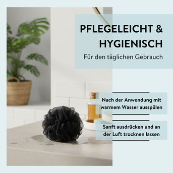 PARSA Beauty Wellness Badetuff Schwarz, Sanfte Reinigung & Luxuriöser Duschschaum