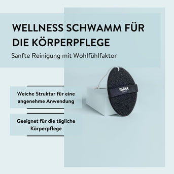 PARSA Beauty Wellness Schwamm Schwarz, sanfter Dusch- & Badeschwamm