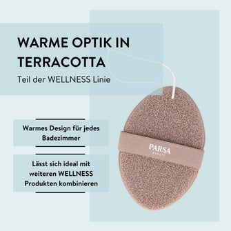 PARSA Beauty Wellness Schwamm Terracotta, sanfter Dusch- & Badeschwamm