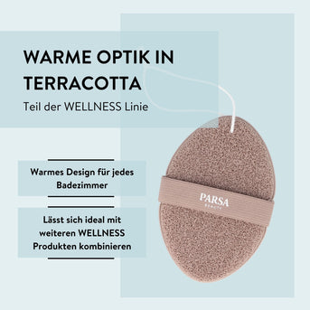 PARSA Beauty Wellness Schwamm Terracotta, sanfter Dusch- & Badeschwamm