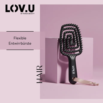 PARSA Beauty LOV.U Flexible Entwirrbürste, Sanftes Entknoten & Taschenformat