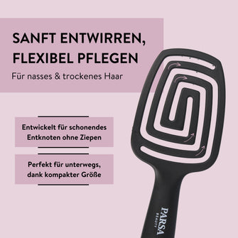PARSA Beauty LOV.U Flexible Entwirrbürste, Sanftes Entknoten & Taschenformat