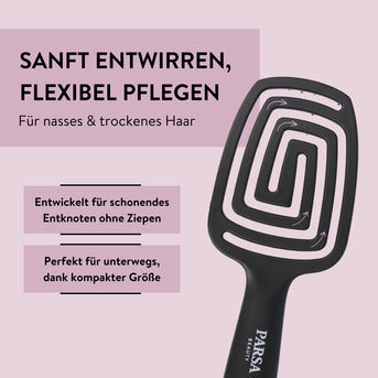 PARSA Beauty LOV.U Flexible Entwirrbürste, Sanftes Entknoten & Taschenformat