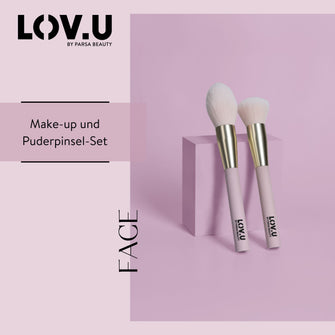 PARSA Beauty LOV.U Gesichtspinselset für Foundation, Puder & Rouge, 3-teilig
