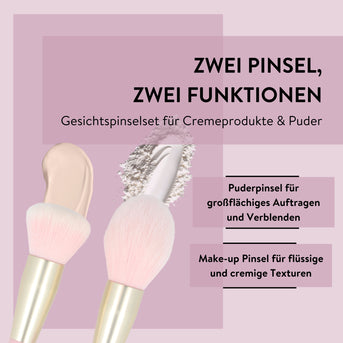 PARSA Beauty LOV.U Gesichtspinselset für Foundation, Puder & Rouge, 3-teilig