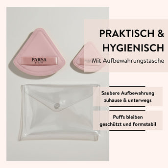 PARSA Beauty Essential Make-up Air Puff Duo Set, 2er-Set mit Aufbewahrungstasche