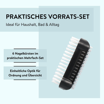 PARSA Beauty Nagelbürsten 6er Set Schwarz, Moderne Handwaschbürsten für Hände und Nägel