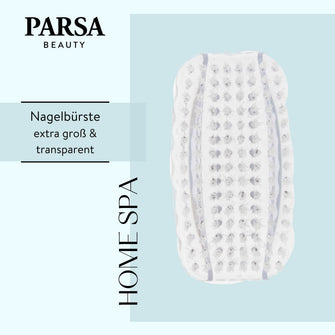 PARSA Beauty Nagelbürste breit transparent – doppelseitig & hygienisch