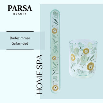 PARSA Beauty Kids Bundle Safari, Zahnputzbecher und Zahnbürstenköcher für Kinder im Set