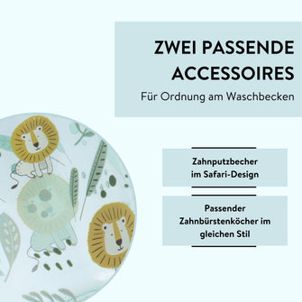 PARSA Beauty Kids Bundle Safari, Zahnputzbecher und Zahnbürstenköcher für Kinder im Set
