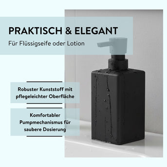 PARSA Beauty Badezimmer Set 3-teilig Matt Schwarz, Seifenspender, Becher und Seifenschale mit Soft-Touch Finish